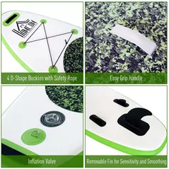 HOMCOM Inflatable Stand Up Paddle Board, 10' x 30" x 4", Non-Slip SUP, with ISUP Accessories, Hand Pump, 3 Fins, Adj Paddle for Youth Adult Beginners/Experts - 4