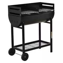 Outsunny Steel 2-Grill Charcoal BBQ w/ Wheels Black - 1