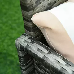 Outsunny 3 Pieces Rattan Bistro Set, Wicker Garden Furniture Set, Glass Top 2-tier Coffee Table and Chairs Set with Pillows and Washable Cushions for Outdoor, Patio, Balcony, Grey - 8