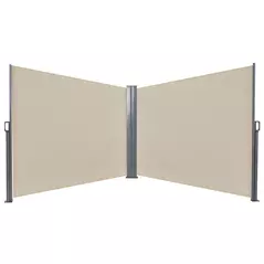 Outsunny 6 x 1.6 M Double Canopy Pull-Out Side Awning Sun Rain Outdoor Protection w/ Steel Frame Retractable Garden Privacy Home Commercial Beige - 1