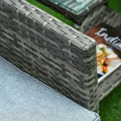 Outsunny 3 Pieces Rattan Bistro Set, Wicker Garden Furniture Set, Glass Top 2-tier Coffee Table and Chairs Set with Pillows and Washable Cushions for Outdoor, Patio, Balcony, Grey - 9