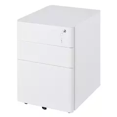 Vinsetto Lockable Cabinet, Rolling Filing Cabinet with 3 Drawers, Steel Office Drawer Unit for A4, Letter, Legal Sized Files - 2