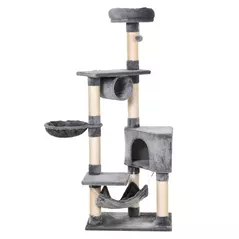 PawHut Cat Tree for Indoor Cats Condo Tower Multi-level Height 150CM  Kittens Activity Stand House with Toys & Various Scratching Posts - 1