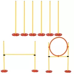 PawHut Dog Agility Equipment Training Portable Obstacle for Pet w/Adjustable Hurdles, Jumping Ring, Weave Poles - 1