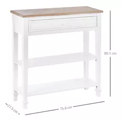 HOMCOM Console Table Hallway Side Desk 1 Drawer 2 Shelves Worktop Handle Retro Elegant Style Home Display Storage for Bedroom Livingroom - 3