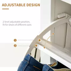 HOMCOM Narrow Shoe Cabinet, Space Saving Shoe Storage Cabinet with 2 Flip Drawers and Adjustable Shelves for 6-12 Pairs of Shoes for Hallways and Living Room, White - 5