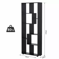 HOMCOM 8-Tier Freestanding Bookcase w/ Melamine Surface Anti-Tipping Foot Pads Home Display Storage Grid Stand Bedroom Living Room Furniture Modern Style - Black - 3