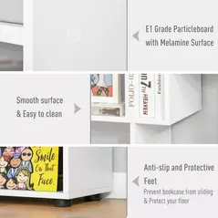 HOMCOM Bookshelf, Tall Bookcase, Modern Room Divider, 8 Cube Storage Unit, Freestanding Storage Shelf for Living Room, Bedroom, Home Office, 70 x 24 x 178 cm, White - 5