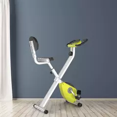 HOMCOM Folding Exercise Bike, Fitness Bicycle Indoor Trainer, 8-Level Magnetic Resistance Adjustable, with LCD Monitor, Pulse Sensor, Yellow - 2