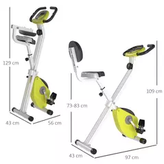 HOMCOM Folding Exercise Bike, Fitness Bicycle Indoor Trainer, 8-Level Magnetic Resistance Adjustable, with LCD Monitor, Pulse Sensor, Yellow - 3