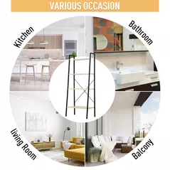 HOMCOM Ladder Shelf, Bookshelf, 4-Tier Industrial Storage Rack for Living Room, Bedroom, Kitchen, Oak and Black - 6