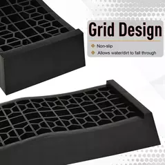 HOMCOM 2PCS Car Ramps, 3 Ton Low Entrance Plastic Curb Ramps with Anti-Slip Surface, Car Lift for Garage Workshop Cars SUVs Small Vans - 5