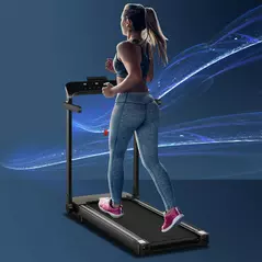 HOMCOM Folding Treadmill, 1.85HP Installation-Free Walking Jogging Running Machine, 12KM/H with 12 Pre-Programs and LED Display for Home Gym Office - 2
