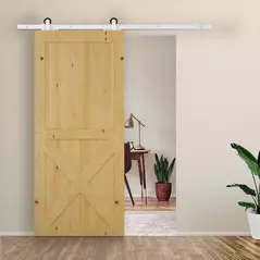 HOMCOM 6FT Rustic Interior Sliding Barn Door Mounting Hardware Kit - White - 9