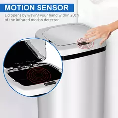HOMCOM 50L Infrared Touchless Automatic Motion Sensor Dustbin Stainless Steel Trash Can Home Office - 5
