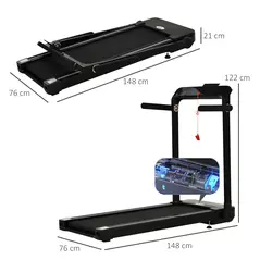 HOMCOM Folding Treadmill, 1.85HP Installation-Free Walking Jogging Running Machine, 12KM/H with 12 Pre-Programs and LED Display for Home Gym Office - 3