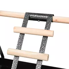 PawHut Parrot Stand Bird Stand w/Wood Perch Ladder Feeder Removable Tray - 6