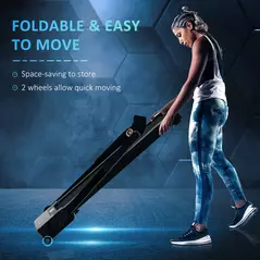 HOMCOM Folding Treadmill, 1.85HP Installation-Free Walking Jogging Running Machine, 12KM/H with 12 Pre-Programs and LED Display for Home Gym Office - 5