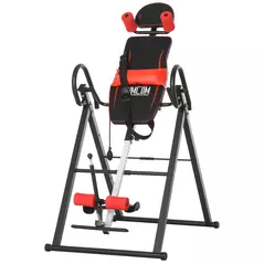 HOMCOM Gravity Inversion Table with Safety Belt Adjustable Hand Stand for Muscle Pain Relief, Red - 1