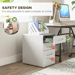Vinsetto Lockable File Cabinet with 3 Drawers, Vertical Office Drawer for A4, Letter, Legal Size, Anti-tilt Design, Pre-Assembled Body, White - 8