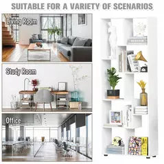 HOMCOM Bookshelf, Tall Bookcase, Modern Room Divider, 8 Cube Storage Unit, Freestanding Storage Shelf for Living Room, Bedroom, Home Office, 70 x 24 x 178 cm, White - 7