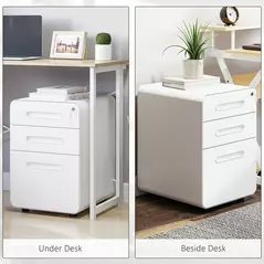 Vinsetto Lockable File Cabinet with 3 Drawers, Vertical Office Drawer for A4, Letter, Legal Size, Anti-tilt Design, Pre-Assembled Body, White - 7