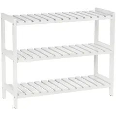 HOMCOM 3-Tier Shoe Rack Wood Frame Slatted Shelves Spacious Open Hygienic Storage Home Hallway Furniture Family Guests 70L x 26W x 57.5H cm - White - 1