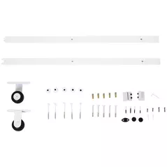 HOMCOM 6FT Rustic Interior Sliding Barn Door Mounting Hardware Kit - White - 6