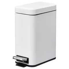 HOMCOM 5L Rectangular Compact Bin Steel Body Removable Bucket Quiet-Close Lid w/ Pedal Lid Rubbish Trash Can Home Office Bedroom Bathroom Living Room Garbage Tidy Clean White - 1