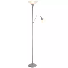 HOMCOM LED Floor Lamp for Living Room, 180cm Tall Standing Lamp, Mother and Child Uplighter with Adjustable Gooseneck, Silver Tone - 1