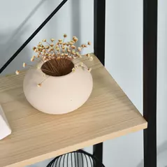 HOMCOM Ladder Shelf, Bookshelf, 4-Tier Industrial Storage Rack for Living Room, Bedroom, Kitchen, Oak and Black - 8