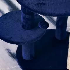 PawHut 104 cm Cat Tree, Cat Condo Tree Tower, Cat Activity Centre with Scratching Posts, Plush Perches, Hanging Ball - Blue - 9