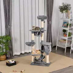 PawHut Cat Tree for Indoor Cats Condo Tower Multi-level Height 150CM  Kittens Activity Stand House with Toys & Various Scratching Posts - 2