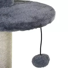 PawHut 100cm Cat Tree for Indoor Cats, Cat Tower Condo for Kittens with Cat House Sisal Scratching Posts, Hanging Ball Toys, Perches - Grey - 9