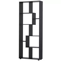 HOMCOM 8-Tier Freestanding Bookcase w/ Melamine Surface Anti-Tipping Foot Pads Home Display Storage Grid Stand Bedroom Living Room Furniture Modern Style - Black - 1