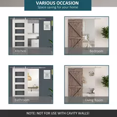 HOMCOM Wooden Sliding Door Kit Stainless Steel Smooth Operation Hardware Track Kit System Unit For Single Door 2000mm - 4