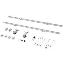 HOMCOM Wooden Sliding Door Kit Stainless Steel Smooth Operation Hardware Track Kit System Unit For Single Door 2000mm - 1
