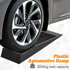 HOMCOM 2PCS Car Ramps, 3 Ton Low Entrance Plastic Curb Ramps with Anti-Slip Surface, Car Lift for Garage Workshop Cars SUVs Small Vans - 4