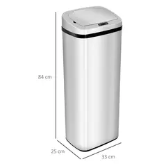 HOMCOM 50L Infrared Touchless Automatic Motion Sensor Dustbin Stainless Steel Trash Can Home Office - 3