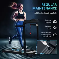 HOMCOM Folding Treadmill, 1.85HP Installation-Free Walking Jogging Running Machine, 12KM/H with 12 Pre-Programs and LED Display for Home Gym Office - 8