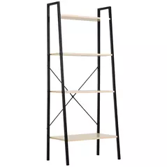 HOMCOM Ladder Shelf, Bookshelf, 4-Tier Industrial Storage Rack for Living Room, Bedroom, Kitchen, Oak and Black - 2