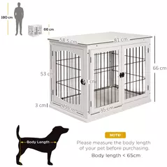 PawHut Dog Crate Furniture, Puppy Crate End Table, Pet Kennel House with 2 Doors for Medium and Small Dogs, 81 x 58.5 x 66 cm, White - 3