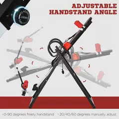 HOMCOM Gravity Inversion Table with Safety Belt Adjustable Hand Stand for Muscle Pain Relief, Red - 4