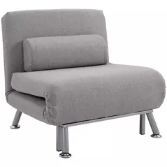 HOMCOM Adjustable Back Futon Sofa Chair - Grey - 2