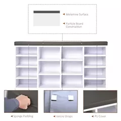 HOMCOM Multi-Storage Shoe Rack w/ 14 Compartments Cushion Moving Shelves Solid Frame Foot Pads Home Office Tidy Organisation Boots Trainers White - 7