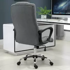 Vinsetto Linen-Look Swivel Office Chair - Dark Grey - 7