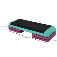 HOMCOM 3-Level Aerobic Step 10/15/20cm Steppers for Exercise Workout w/ Non-Slip Top Compact Stepper Home Office Indoor Outdoor Fitness Equipment - 3