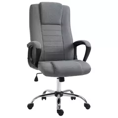 Vinsetto Linen-Look Swivel Office Chair - Dark Grey - 1
