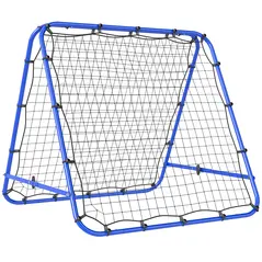 HOMCOM Double Sided Football Rebounder Net, Football Rebound Goal with Five Adjustable Angles, Blue - 1
