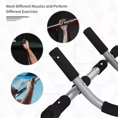 HOMCOM Pull up Bar Doorway, Door Frame Chin up Bar Push up Bar for Home Gym Upper Body Workout, No Drilling or Screws, Grey - 5